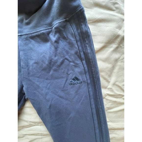 Adidas Originals 3stripes Leggings Girls SzM Blue Running Pants Athletic Stretch - Picture 3 of 13